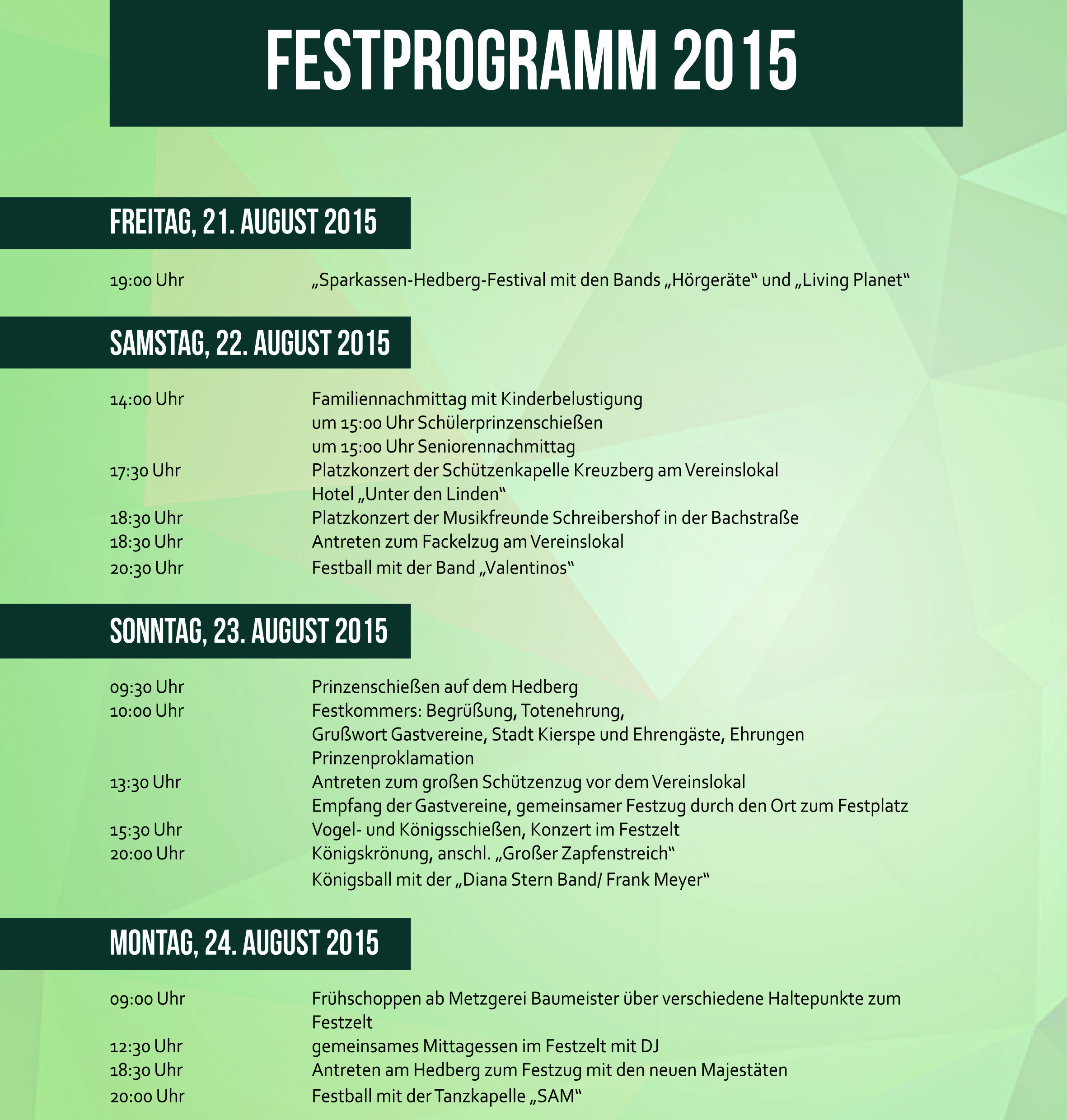 Festprogramm 2015